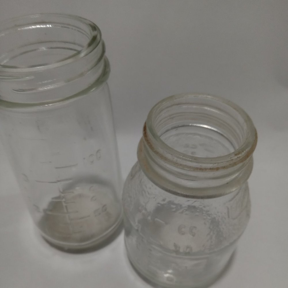 Vintage Baby Bottles 3 1/2 and 4 1/4 inches high